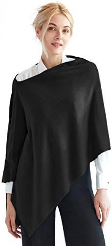 Faux Cashmere Acrylic 3 in One Poncho Topper FREE Linen Pouch One Size