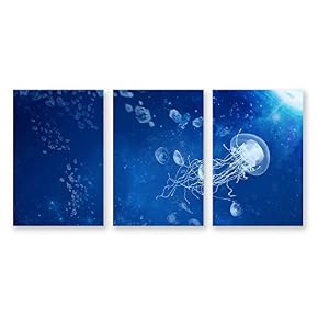 3 Panel Jellyfish in Deep Sea Pictures Home...