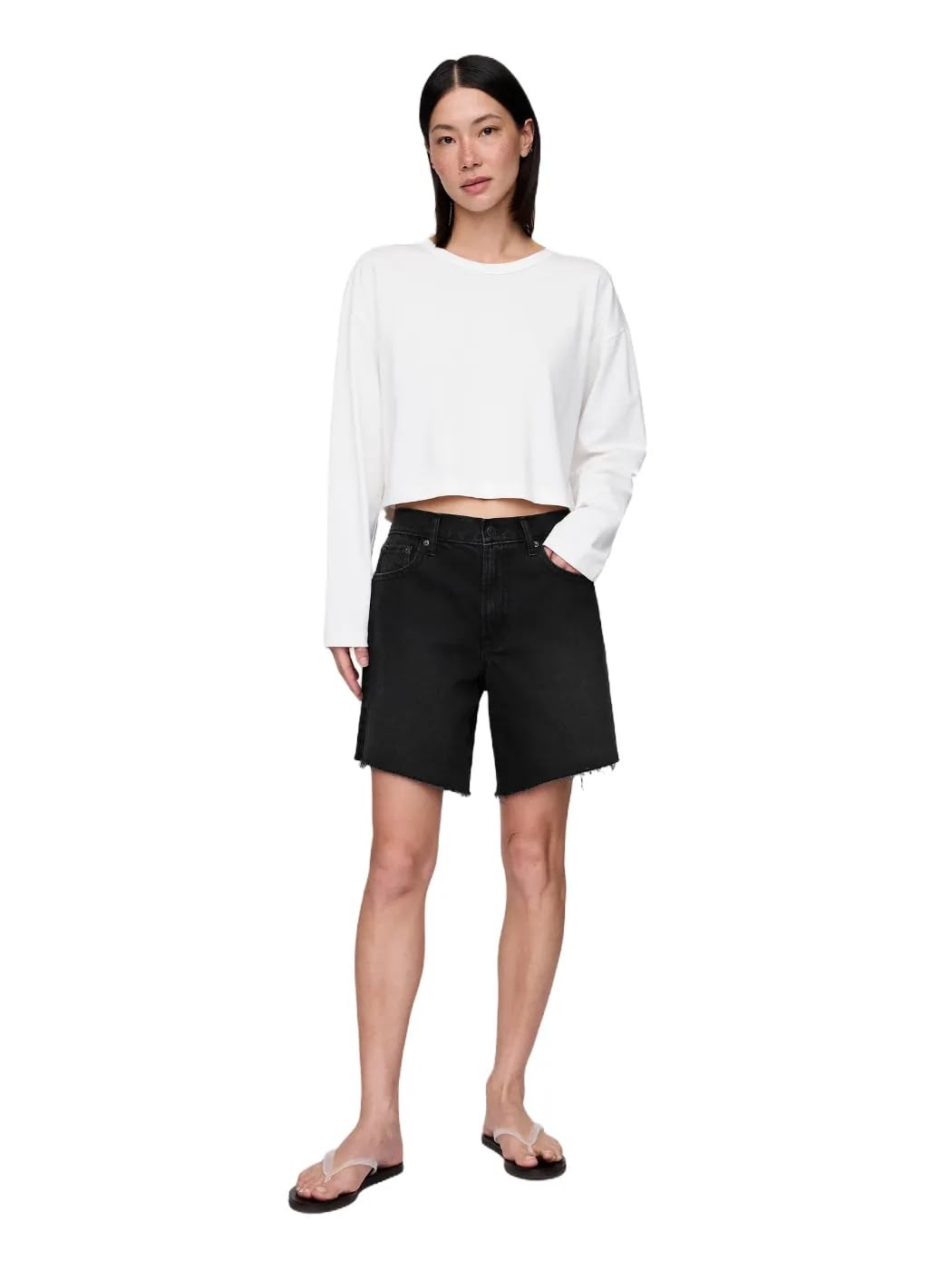 GAP Womens Loose Fit Denim Bermuda Short Black 1 24