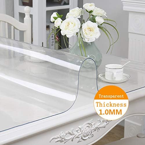 Myhome99 Tablecloths PVC Waterproof Tablecloth Transparent Tablecloth with Pattern Kitchen Table Cover Oil Cloth Soft Glass Tablecloth 1.0 mm undefined
