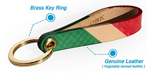 SENLLY Hand-Painted Lanyard Genuine Leather Handmade Man Woman Key Chain Holder With Brass Ring Durable Wristlet Strap for KeyChain, Car keys, Cell Mobile Phone, Charms, Lightweight Items