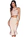 Meilun Women's Rayon Bandage Bodycon Mini Skirt (X-Small, Beige)