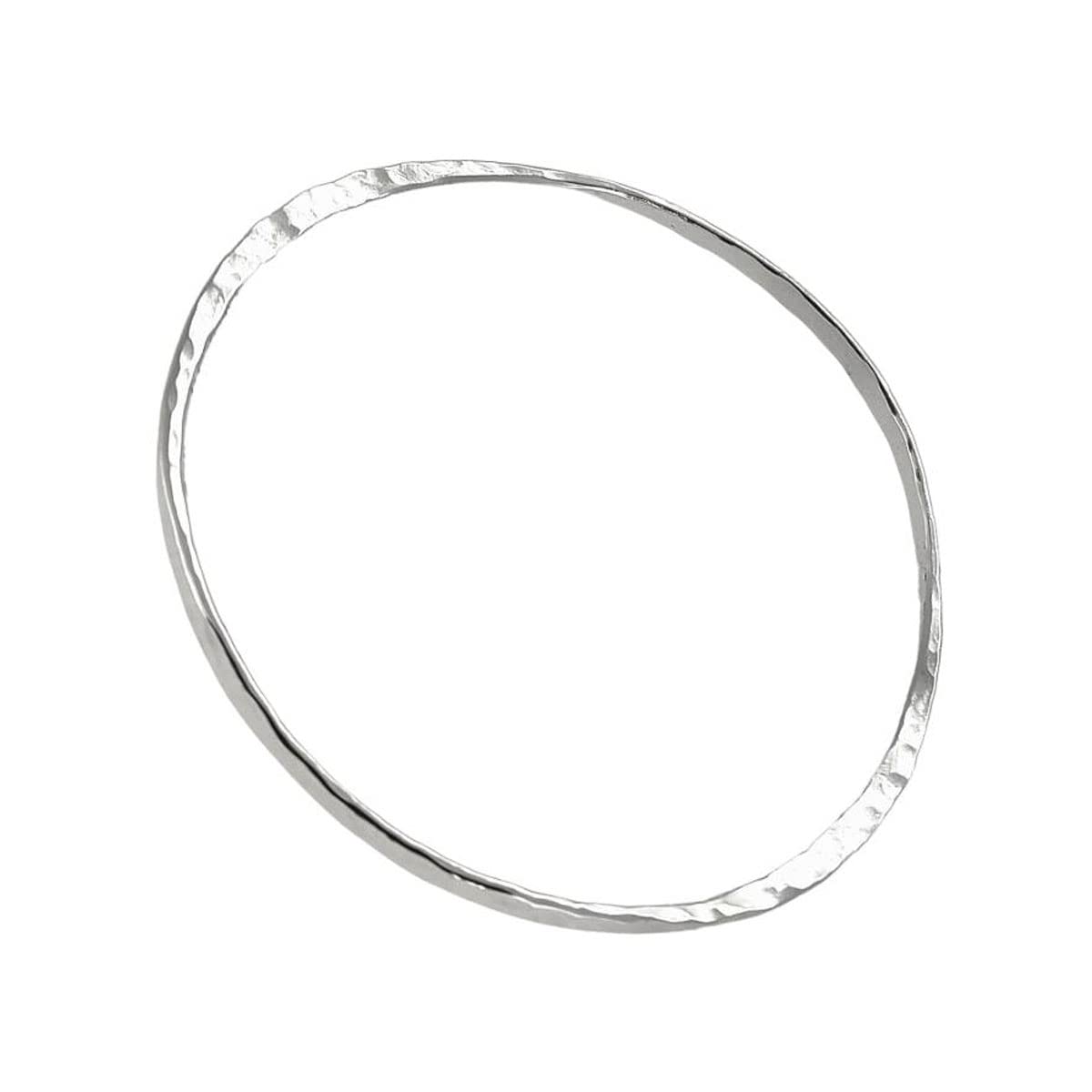 Treasure Bay 3mm Womens 925 Sterling Silver Hammered Bangle Bracelet Inner Size 6.5cm