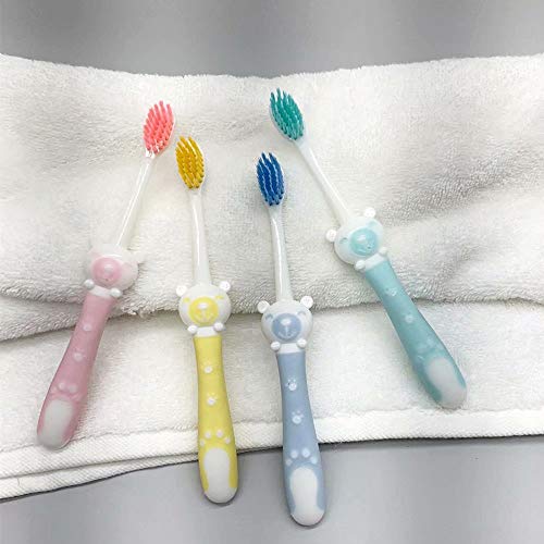 Grace Care Kids Cartoon Toothbrush Children Manual Soft Bristles Teeth Cleaning Oral Care Set Cartoon Random Colorï¼ˆBearï¼‰- 5 Pcs