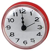 BOZLIZ - Alarm Clocks - 7cm Waterproof Bathroom Shower Clock Suction Cup Sucker Wall Red - Under Powered Heavy Electrical Station Girls Sleepers Alarm Silent Bright Shine Natural Gentle Analog Atomic