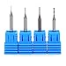 Tapered Ball Nose End Mill, Tungsten Solid Carbide CNC 2D and 3D Carving Cutter End Milling Rotary Burrs Set Tool Router Bits, 0.45mm, 0.75mm, 1mm, 1.25mm Set of 4
