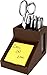 Victor B9505 Desk Pencil Cup with Angled Note Holder, Frosted Glass Window For Professional Look, Great in any Home or Office, Mocha Brown