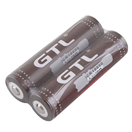 2PCS GTL ICR 18650 3.7V Lithium Rechargeable Battery Brown
