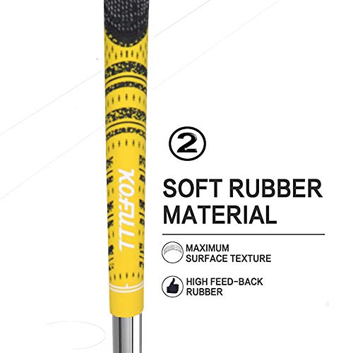 Kofull Multi Compound Golf Club Grips Standard Size, All-Weather Control Thread Technology Rubber Combine with Carbon Yard, Anti-Slip-Set of 13 (Yellow) - Thumbnail 2