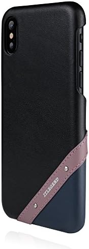 JTLEGEND Exquisite fashionable style iPhone Dolce Cowhide Leather Back Case for Apple iPhone X - Burgundy Black