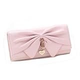 Damara Women Long Faux Leather Bifold Large Bow Design Wallet Handbag