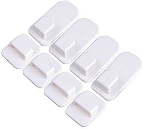 RUWALY TV Air Conditioner Remote Control Holder Wall Mount Storage Sticky Hook with Self Adhesive and Hanging Buckle Premium Grade ABS Resin White Set of 4
