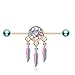 Inspiration Dezigns Industrial Barbell Golden Vibrant Dreamcatcher Dangle Feathers