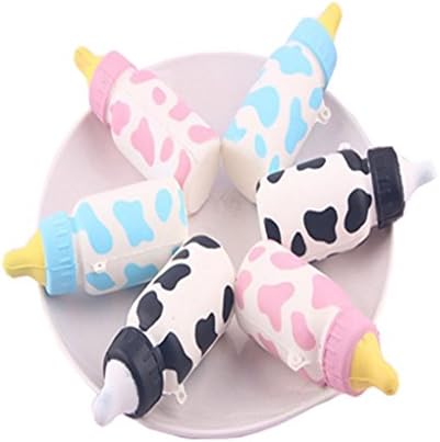 2PCS Soft Milk Bottle Toys Squishy Cell Phone Charms Bag Strap Toys Gifts, Color Randomly