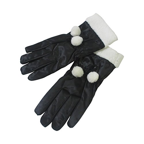 Ladies Nylon Winter Gloves with White Pom Poms Fashion Winter Gloves Ladies Nylon Winter Gloves with White Pom Poms Fashion Winter Gloves