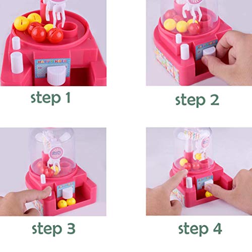 Livoty Mini Doll Machine Grab Ball Candy Catcher Gum Crane Kids Party Toys Role Play Education Toy (Red)