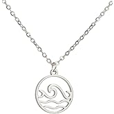 Jude Jewelers Stainless Steel Ocean Sea Wave Pattern Cocktail Party Statement Necklace