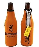 Browning Orange Bottle Zipper Koozie Cooler NEW B1
