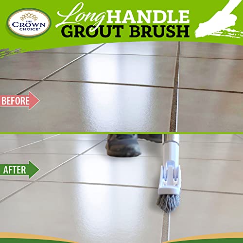 Grout Brush with Long Handle Heavy Duty Cleaner & Grout Scrubber Tool