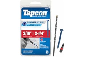 Tapcon 28360 3/16x2-1/4 Blue Star Drive Bugle Head Concrete Anchors 75/Box