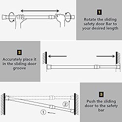 6 Pcs Black and White Sliding Door Security Bar