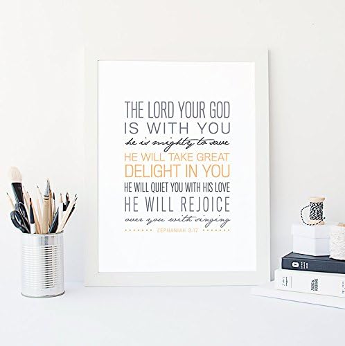Bible Verse Print, Scripture Art : Zephaniah 3:17