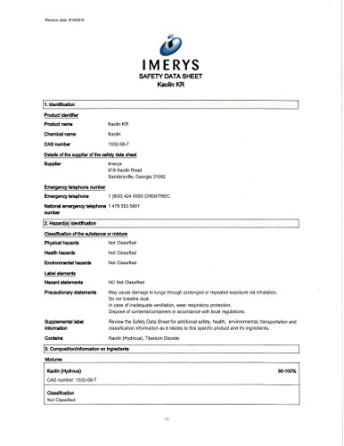 100% Natural ,Pure, White Kaolin KR Cosmetic Grade/ Personal Care Kaolin Clay Fine Powder Made in USA (8oz)