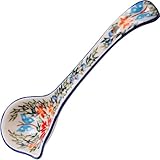 Polish Pottery Ceramika Boleslawiec,  1025/238, Ladle Small, 2 1/2 by 7 Inches long - Capacity of 3 Teaspoons, Royal Blue Patterns with Red Cornflower and Blue Butterflies Motif