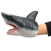 Geminismart Shark Hand Puppet Dolphin Hand Puppet for Kids Soft Rubber Realistic White Shark Role Play Toy (Shark)