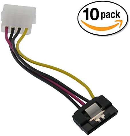 Otimo (10 Pack) 6" SATA Power Adapter (15p) with Latch to AT (4p) Cable