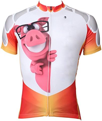 Ilpaladino Men's Cycling Jersey Short Sleeve Biking Shirts Breathable Pigs (M, White)