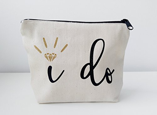 Bridal Shower Gift Bride Gift I Do Canvas Makeup Bag Gold Make Up Pouch Cosmetic Pouch Cosmetic Bag Makeup Organizer Bride To Be Gift I Do Wedding Vows