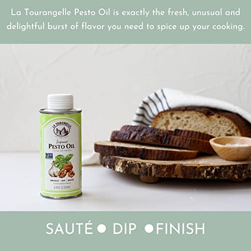 LA TOURANGELLE, PESTO INFUSED OIL, DRIZZLE ONTO PASTA AND SALADS, WHISK IN SEASONINGS FOR EASY DIPPING SAUCE, VINAIGRETTE, OR MARINADE, 8.45 FL OZ