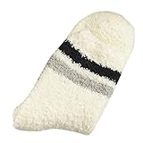 Malbaba Mens Women Warm Coral Fleece Stripe Slipper