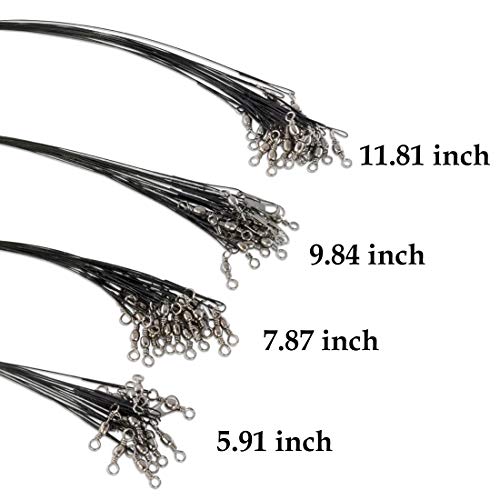 ROSE KULI Fish Wire Leaders 75pcs Steel Swivels and Snaps Saltwater Fishing Line Kit 30 LBS Test Soft Plastic Coated Wires