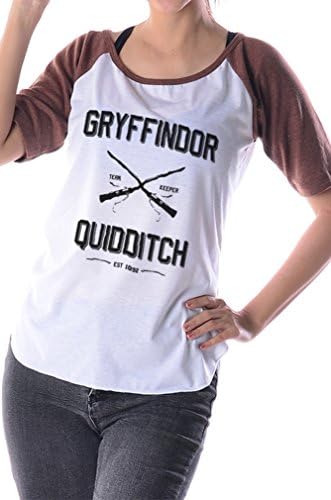 Harry Potter Women T-Shirt Gryffindor Quidditch shirt Galaxyteehouse Short sleeve shirts Baseball Raglan Gift for Women Large