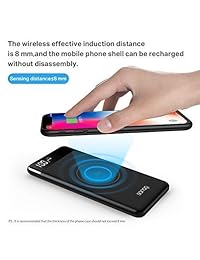 Cargador portátil inalámbrico SANAG, 10000 mAh, cargador inalámbrico, batería externa incorporada, compatible con iPhone 8 8 Plus, Samsung S7 S8 S9, Note 7 8, iPhone X XS XR (negro)