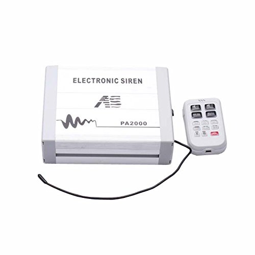 AS 100W Police Siren PA2000 Vehicle Siren with Wireless Remote Control, PA System, 20 Tones Fit for Police, Ambulance, Fire, Traffic and Engineering Vehicles