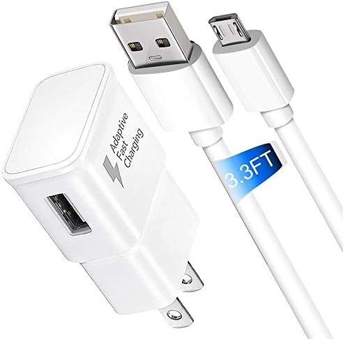 Adaptive Fast Charger, JULAM Micro USB Travel Wall Charger Quick Charge 3.0 Compatible Infinix Zero 5 Pro X603B 5.98" and More (White Fast Wall Charger + 3.3ft Micro USB Cable)