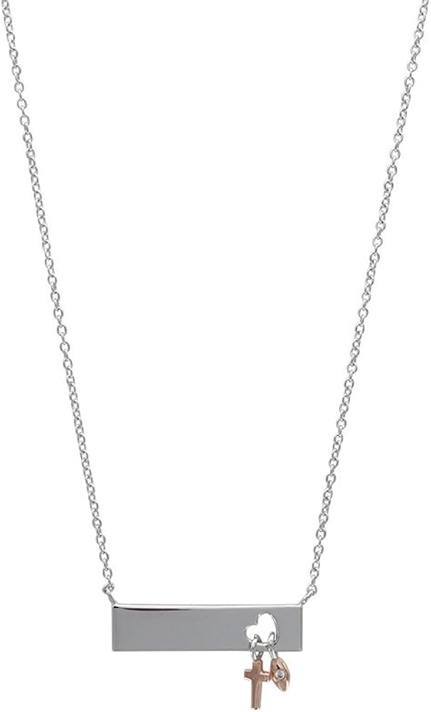 jouailla Halskette Platte Herzform einer Kreuz gold rosa und einem Auge Rankhilfe (44 cm)