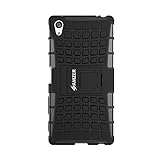 AMZER Hybrid Warrior Case with Kickstand for Sony Xperia Z5 Premium - Retail Packaging - Black