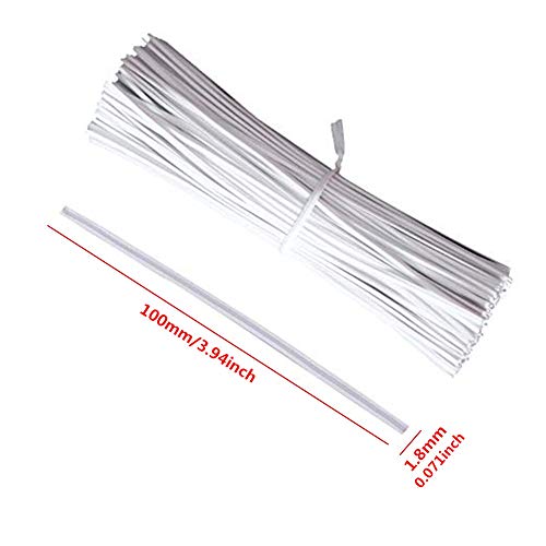 1000PCS 4inches Plastic Twist Ties Cable Clips Gardening Plant Twist Tie Gift Bag Cable Ties Charging Cable Twist Tie for Home Office Garden Food Candy Bags Clear Plastic Treat Bag Cake Pops (White)