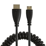 Mini HDMI to HDMI, CableCreation Coiled Mini-HDMI Male to HDMI Male Converter Adapter Cable, Support 3D, 1080P Resolution, 1~4 Feet/ Black
