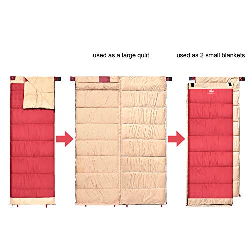 BESTEAM Sleeping Bag, Cool & Cold Weather for Backpacking, Hiking, Family Camping. Queen Size XL! Lightweight, Waterproof Sleeping Bags for Adults, Teens, Truck, Tent, Sleeping Pad - Thumbnail 4