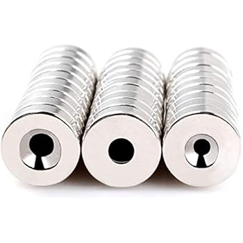 SYHL 25 Pack- 0.472D x 0.197 H with 0.157inch Hole DIY Multi-Use Refrigerators Magnets,Silver/Chrome Round Base Magnet.