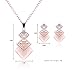 OUFO Jewelry Sets for Women Crystal Rose Gold Plated Necklace and Earrings Square Pink Pendant Wedding Costume Dressy Necklaces Set