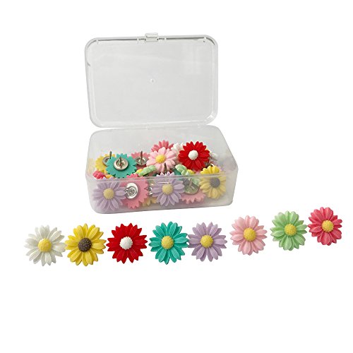 24Pcs Decorative Pushpins,Cork Board Tacks,Bulletin Board Tacks,Thumb Tack Decorative for CorkBoard, Office Organization or Home (Assorted Color)