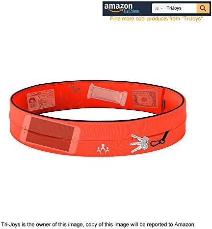 TriJoys Fantastic Belt - Running Waist Packs - Flip Belt - GYM Outdoor Sports Fitness Running Belt - Running, Cycling, Hiking, Walking, (5 color, 4 sizes) (Hot Orange, Large)