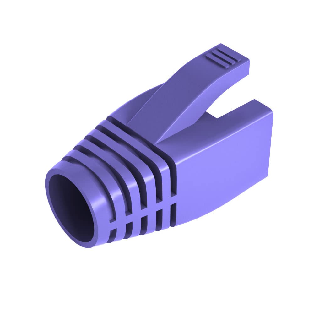 VIVOCH 50 Pcs Cat6 Cat6A Cat7 Strain Relief Boot, RJ45 Plug Connector Cover Modular Network Plug Connector Cap Cable Connector Boots, Purple — image 1
