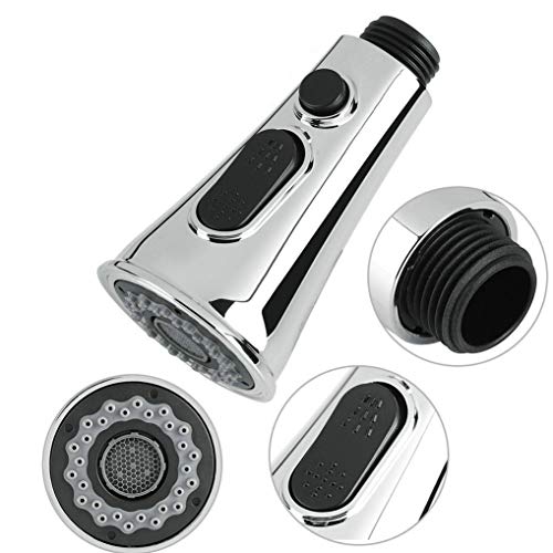 GuDoQi 2 Pack Pull-out Sprayer Head Replacement Part for Kitchen Faucet 3 Functions Spray/Stream/Suspend Bathroom Faucet Aerator Universal G1/2 Inch Nickel Chrome Finish